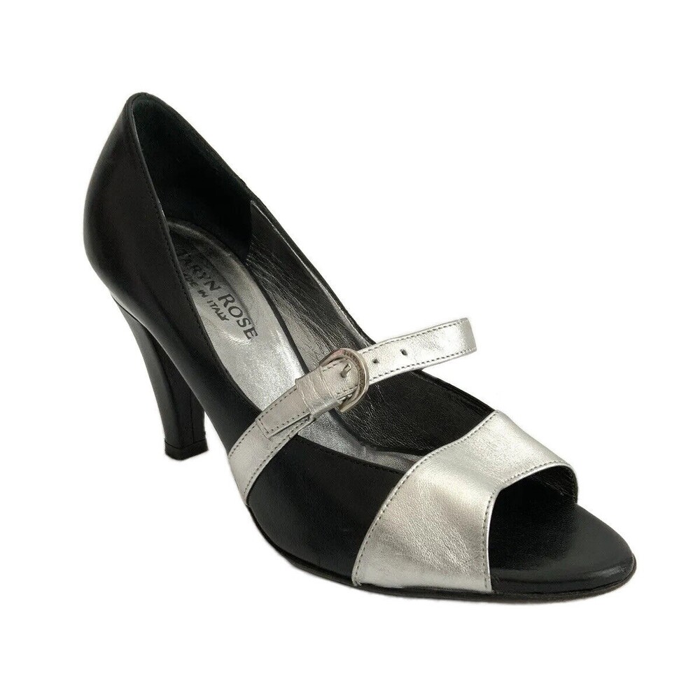 Taryn Rose All Leather Mary Jane Heels Italy Black 35.5